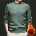 thumbnail image 2 of TFEOQRY Men's Crew Neck Sweater Solid Color Knit Long Sleeve Thicken Casual Pullover Fall Winter Warm Top Green, 2 of 6