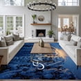 thumbnail image 3 of Navy Blue Christmas Area Rugs 8'x10', Washable Small Throw Rugs for Living Room Patio, Xmas Tree Snowflake Winter Forest Indoor Outdoor Rug Non-Slip Low Pile Carpet Runner Reversible Floor Mats, 3 of 8
