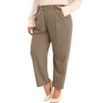 thumbnail image 5 of Agnes Orinda Women's Plus Size Pleated Work Office Outfits High Waisted Straight Business Casual Pants with Pocket 3X Brown, 5 of 7