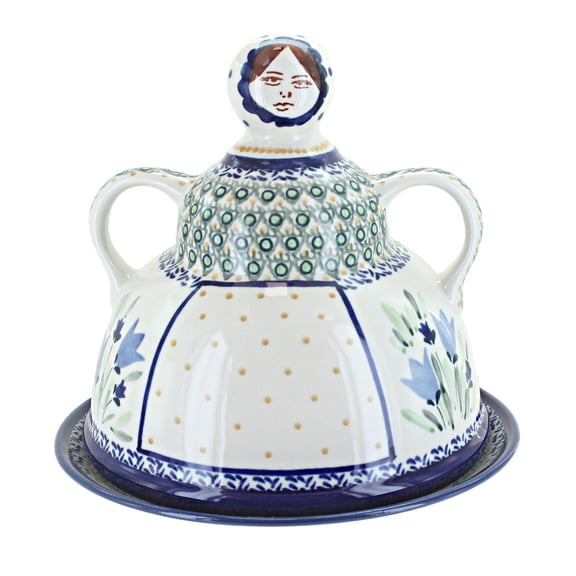 Blue Rose Polish Pottery Blue Tulip Cheese Lady