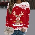 thumbnail image 2 of Fiaer Christmas Sweatshirts for Women Crew Neck Deer Cute Funny Graphic Xmas Pullover Plus Size Baggy Trendy Long Sleeve Tops Red XL, 2 of 4