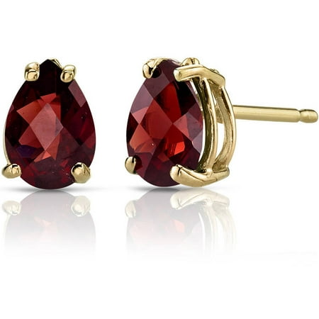 Oravo 1.75 Carat T.G.W. Pear-Shape Garnet 14kt Yellow Gold Stud Earrings