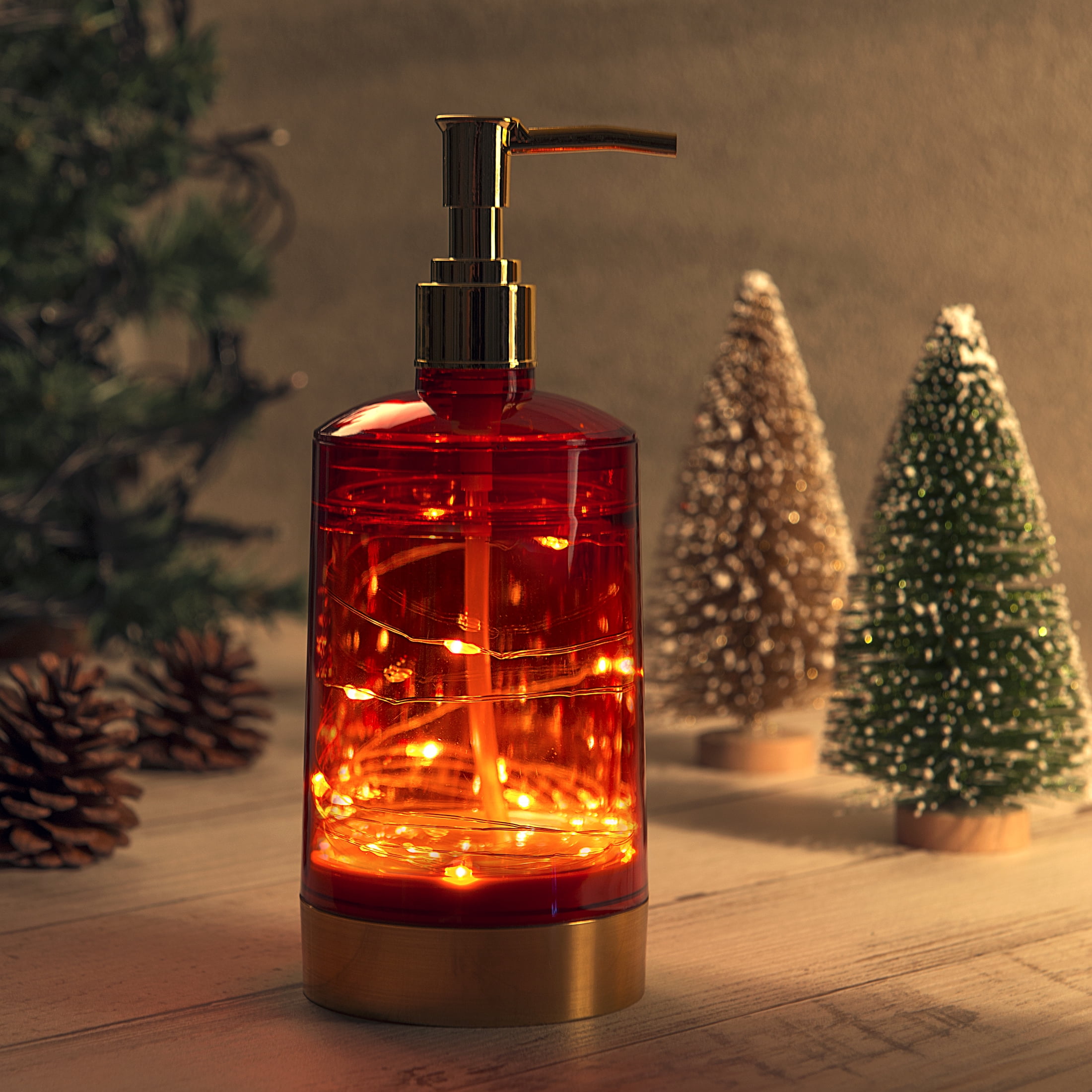 Holiday Time LED Light Up Plastic Soap Pump Red