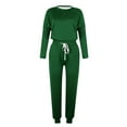 thumbnail image 5 of Eryao Womens 2 Piece Sweatsuits Sets Casual Long Sleeve Crewneck Pullover and Drawstring Pants with Pockets 2024 Fall Classic Solid Color Outdoor Jogger Sets,Green,XXL, 5 of 6