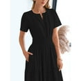 thumbnail image 2 of FreshPretty Womens Summer Casual Midi Maxi Dresses Lightweight Short Sleeve V Neck Elastic Waist Boho Beach Dress Pockets, 2 of 5