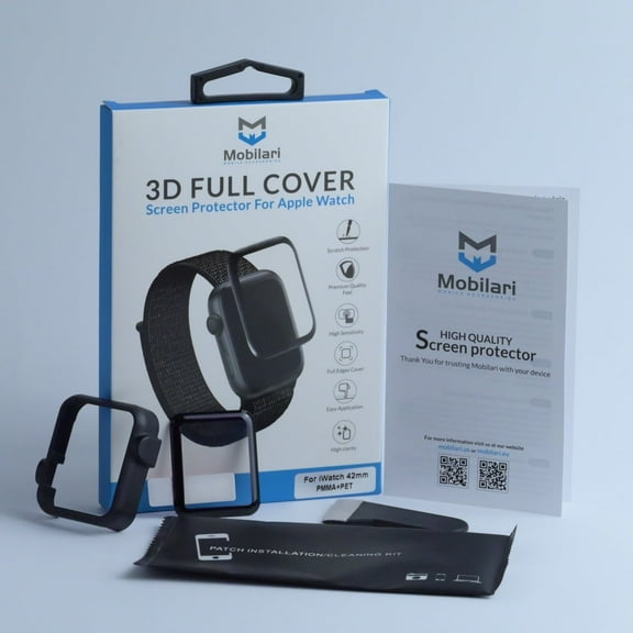 Mobilari Apple Watch Screen Protector Series 3 (42mm), PMMA Glass, Anti-Scratch, Full Coverage, Bubble-Free