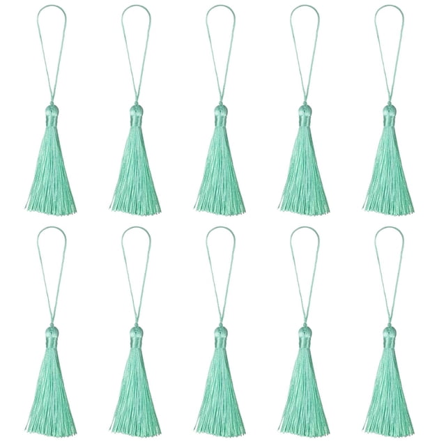 Unique Bargains 6.5' Silky Bookmark Tassels with Loop for DIY Craft Accessory, 20Pack Sea Blue