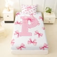 thumbnail image 3 of Erosebridal Girl Personalized Gifts Twin Sheet Sets,Pink Alphabet P Bedding For Teens 3 Pieces, 3 of 6