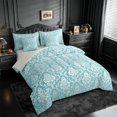 thumbnail image 2 of meiyoeat Soft Damask 7 Pieces Full Size Bedding Sets,For Girls,Airy Print Full Size Bed in a Bag For Girl,Light Gray Reversible, 2 of 7