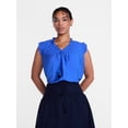 thumbnail image 2 of Scenario Women's and Women's Plus Ruffle Neck Tank Top with Tie Front, Sizes XS-4X, 2 of 6