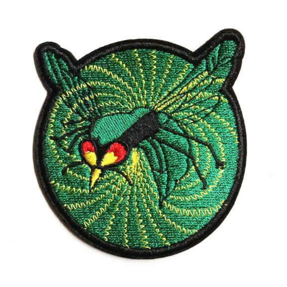 Green Hornet Sting Logo 3 Inches Wide Embroidered Iron On Patch
