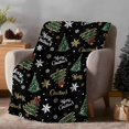 thumbnail image 2 of Merry Christmas Flannel Blanket for Bed,Travel and Camping, Christmas Trees Xmas Winter Snowflakes Stars Black Super Soft Cozy Blanket for All Seasons 40"x60", 2 of 9