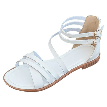 

PEASKJP Sandals for Women Dressy Summer Women’s Berri Sandal I Slip Resistant Closed-Toe Leather Sandal for Casual (White 7)