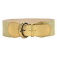 thumbnail image 2 of Only Moment Gold Women Casual Leather Belt Elastic Band+Alloy Buckle Elastic Web Strap Belt with Flat Buckle for Jeans Pants Dresses One Size, 2 of 4