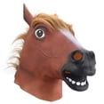 thumbnail image 1 of Máscara de cabeza de animal, tocado de animal para disfraces, espectáculos de Halloween Caballo marrón, 1 of 8