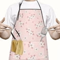 thumbnail image 2 of Pioneer Flower Floral Print Pattern Cotton Linen Apron with Pockets, Waterproof Adjustable, 33x27 Inch for Kitchen, Gardening, BBQ, Salon, 2 of 6