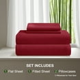 thumbnail image 2 of Ntbay 4-Pieces Queen Size Bamboo Bed Sheets Set, Ultra Breathable & Cooling Bedding Set with 1 Deep Pocket Fitted Sheet & 1 Flat Sheet & 2 Envelope Pillowcases, Wine Red, 2 of 7