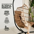 thumbnail image 4 of SereneLife Foldable Egg Chair with Stand – Hanging Rattan Wicker Swing for Indoor Outdoor Use – 350 lbs Capacity, Breathable Cushion & Headrest – Patio, Balcony, Porch, Bedroom Lounge Furniture, 4 of 8