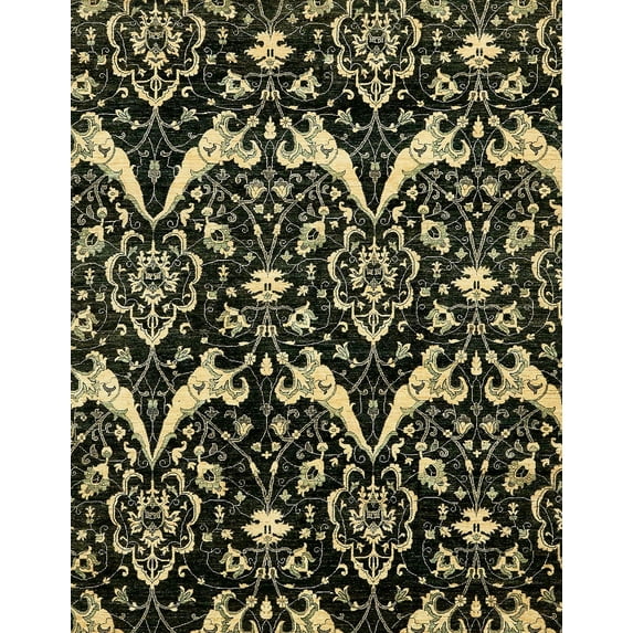 Ahgly Company Indoor Rectangle Abstract Copper Green Abstract Area Rugs, 7' x 10'
