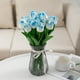 thumbnail image 1 of XmhyTop Tulipán artificial de seda de 20 unidades, flores blancas falsas de 13,5 pulgadas, regalo para el día de la madre, Pascua,decoración para el hogar, la cocina y la boda (azul claro), 1 of 5