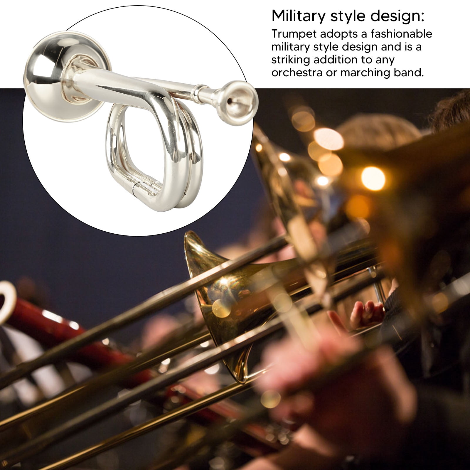 C Key Trumpet Military Style Brass Trumpet Bugles Instrument With Mouthpiece For Cavalry Bugle Military Orchestra