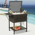 thumbnail image 4 of Topbuy Patio Extérieur Rotin Osier Panier Chariot Boisson Glacée Galvaniser Acier, 4 of 7
