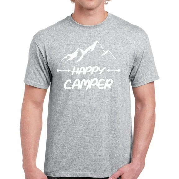 Happy Camper White Mountains T-Shirt for Men - S M L XL 2XL 3XL 4XL 5XL Graphic Tee - Funny Camping Clothes Collection Camp Gift for Men