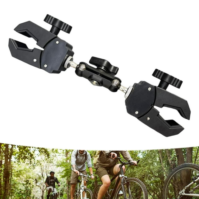 BELOVING Double Head Crab Clamp Camera Clamp Handlebar Bracket for Motorcycle Cycling 22cm