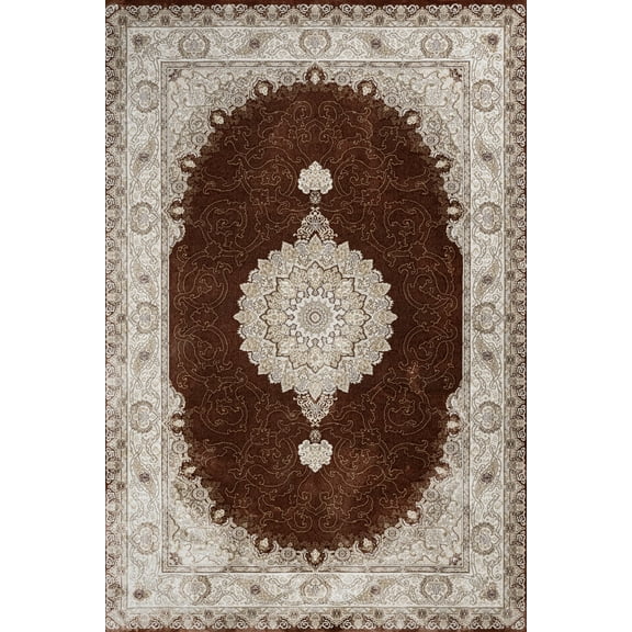 Brown Oriental Area Rugs for Living Room Washable Rugs Boho Moroccan Area Rug Soft Neutral Geometric Bohemian Carpet Distressed Indoor Rug for Bedroom Dining Room Office Foldable Nonslip Rug