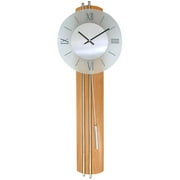 Pendulum Wall Clock with Glass Dial, Light Wood