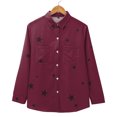 thumbnail image 4 of Yigetop Women Button Down Shirt, Women's Fashion Spring Summer Casual Long Sleeve Loose Shirt Top Womens Long Sleeve Button Down Shirts Red 4XL, 4 of 9