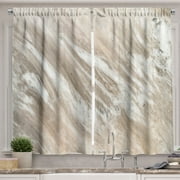 Ambesonne Architecture Kitchen Curtains, Marble Inspired Design, 55"x45", Warm Taupe and Pale Tan
