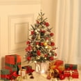 thumbnail image 5 of Yartaka 3 ft 8 Mode Pre-lit Artificial Mini Christmas Tree with Lighting Snowman Base, Green, 5 of 8