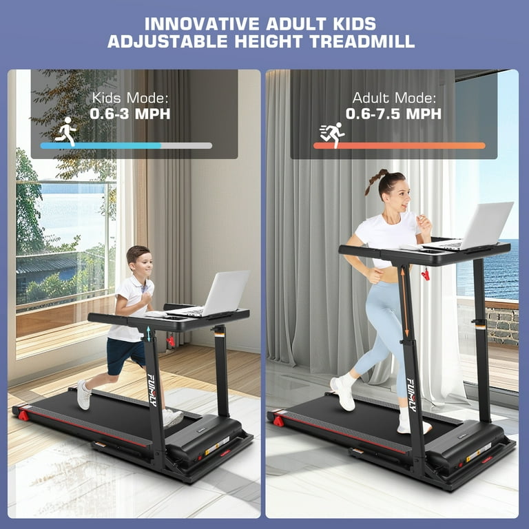 Treadmill With Desk Workstation Adjustable Height, FUNMILY 300 LBS