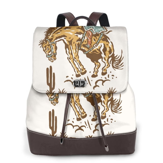 Balery Cowboy Up Vintage Wild West Mochila de Cuero para Mujeres, Gran Capacidad, Bolsa de Viaje Multifuncional, Mochila de Cuero y Bolsa de Hombro para Mujeres