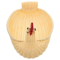 COSMOBETTY Egg Collecting Basket Handwoven Chicken Shaped Basket Beige Pe 1Pcs