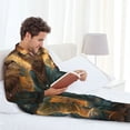 thumbnail image 5 of KLL Sunflower Meditating Cat Sleepwear Mens Flannel Pajamas,Long Cotton Pj Set, 5 of 7