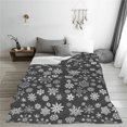 thumbnail image 5 of Bingfone simple white Snowflake Print Flannel Fleece Blanket Throw Blanket for Bed,Sofa,Couch,Travel,Camping(80"x60" ), 5 of 8