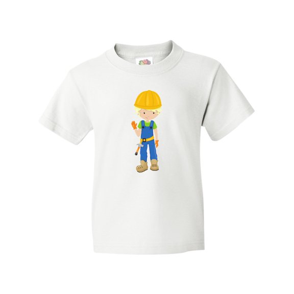 Inktastic Construction Worker, Blond Hair, Boy With Hammer Youth T-Shirt