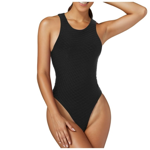 Women's Shapewear Bodysuits Clearance Sleeveless Round Neck Shapewear Sexy Body Suit Extender Snatched Waist Bodysuits Tummy Control Basic Casual Body Suits Todays Deals