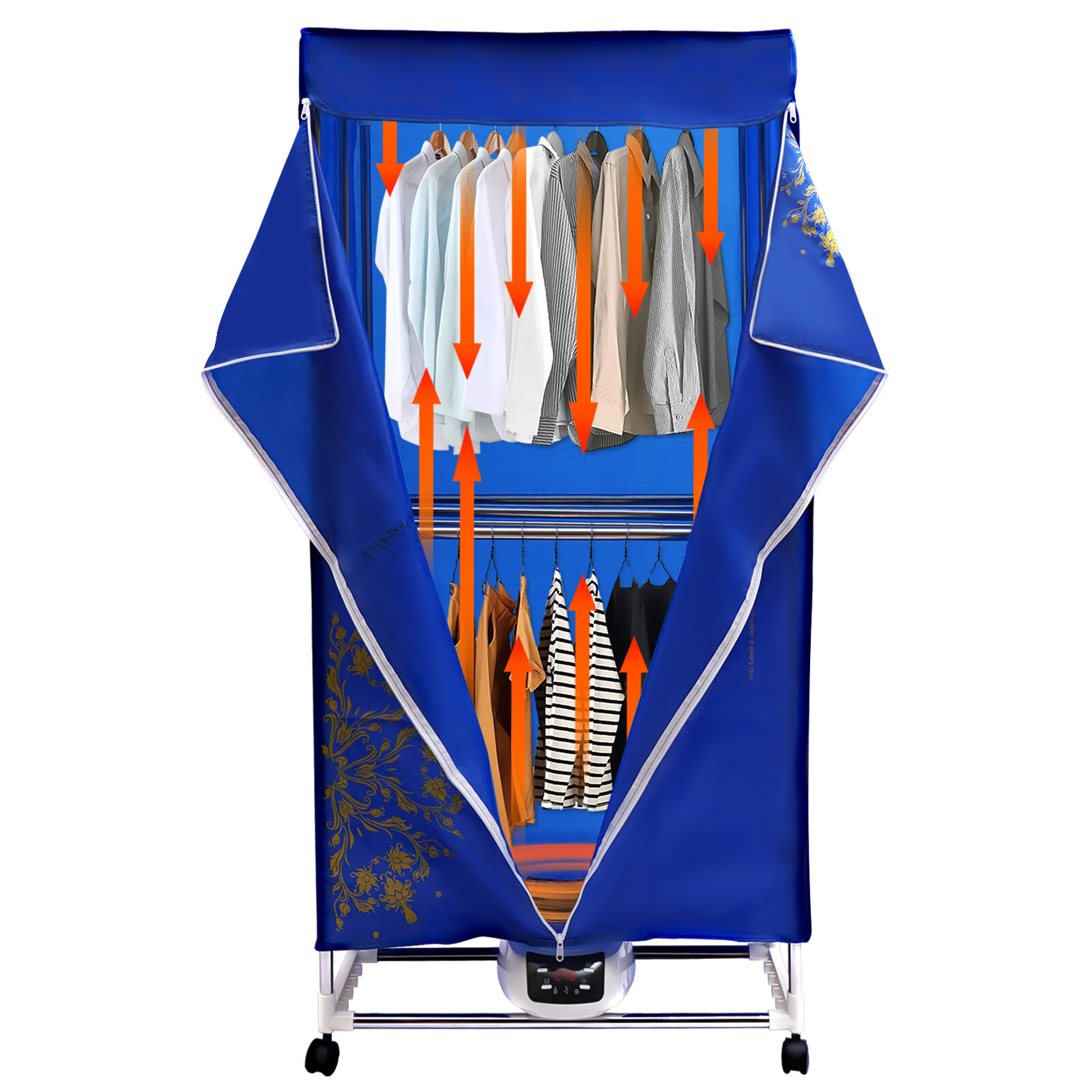 ToppiJoy Folding Remote Control Plus Portable Clothes Dryer, 30kg Capacity, Stainless Steel, 1200-1500W Blue