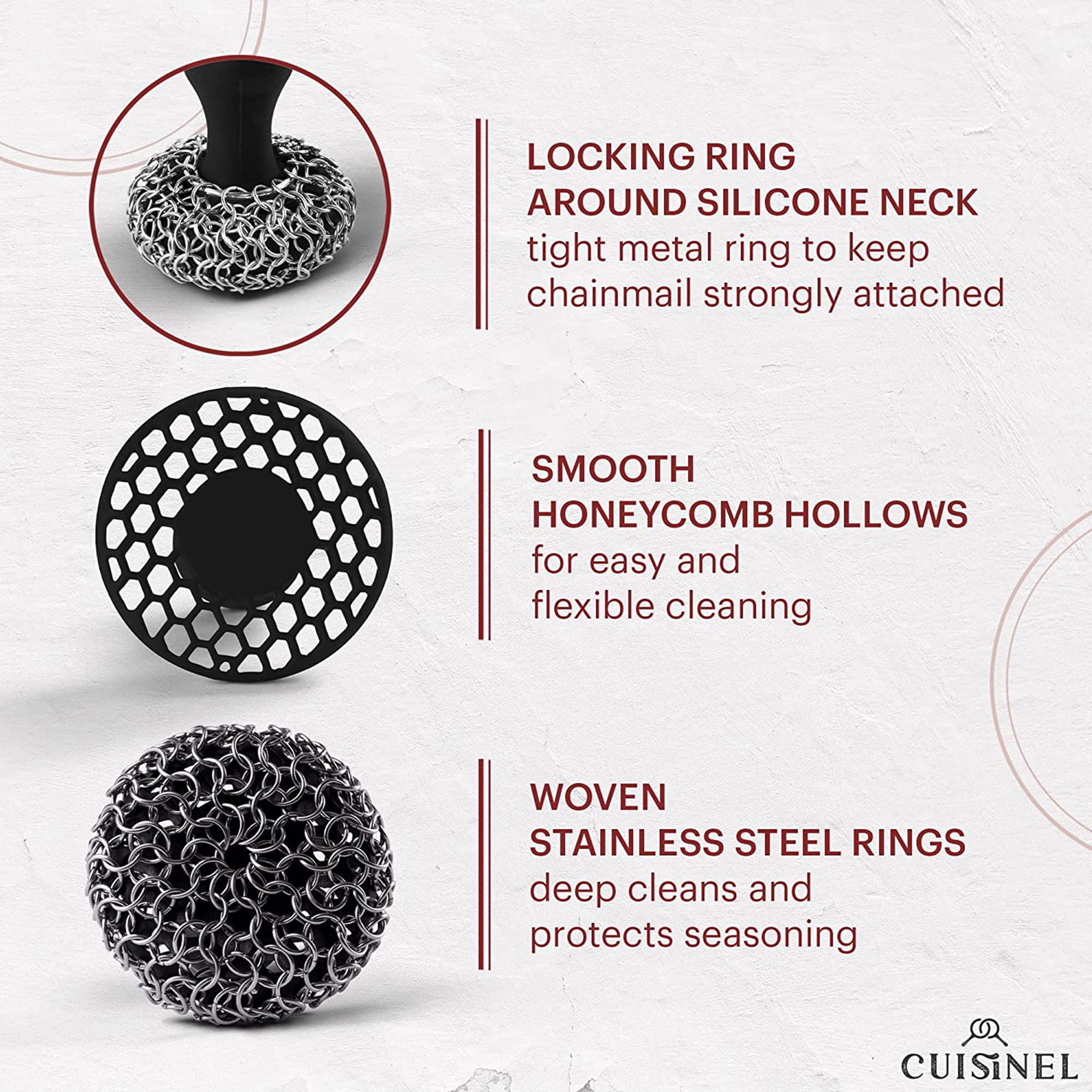 Kitcheniva Cast Iron Skillet Cleaner Chainmail Scrubber With Hanging Ring -  Round, 1 pc - Foods Co.