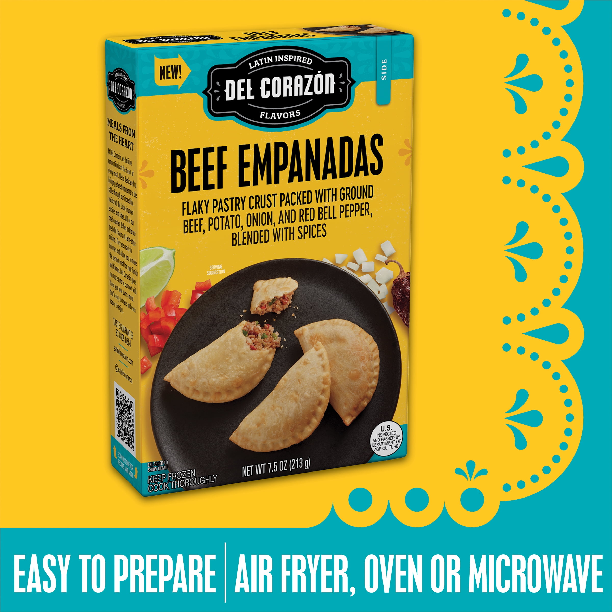 Del Corazón Beef Empanadas, 7.5 oz (Frozen)
