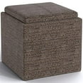 thumbnail image 1 of SIMPLIHOME Ottomane de Rangement Carrée en Cube de 17 Pouces de Large en Bois de Roche avec Plateau en Tissu Tweed Brun Vison, Repose-Pieds Tabouret, Table Basse pour le Salon, la Chambre et la Chambre d'Enfant, Contemporain, 1 of 2