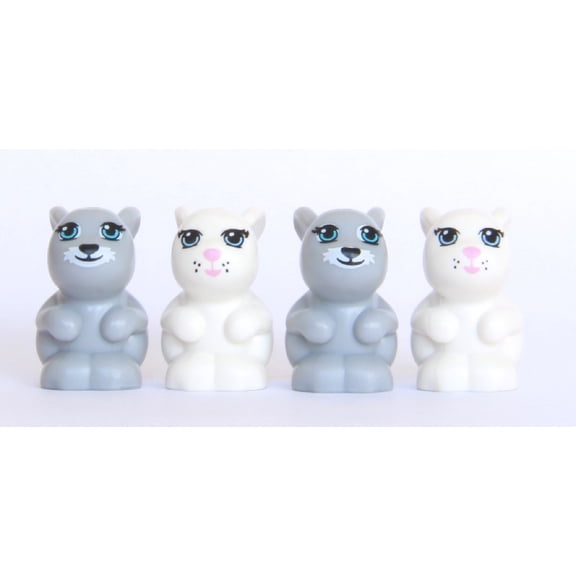 LEGO? Friends Animal Bunny Lot #8 - 2 White and 2 Gray Bunnies (very small)
