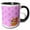 Black/White, variant on 3drose, Puppies and Pawprints with Pink Background Pattern, 11oz Two-tone Black Mug