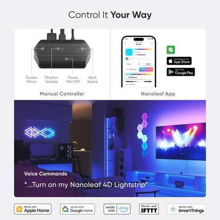 Nanoleaf - 4D - Screen Mirror + Lightstrip Kit (For TVs and Monitors up to 85") - Multicolor