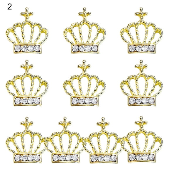 UDIYO 10Pcs/Bag Nail Rhinestones Crowns Dollars Manicure Design Alloy 3D Nail Art Decorations for Nail Design