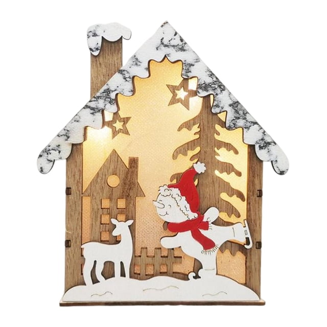 Árbol de Navidad Decoración Colgante Yuyangstore Casa de madera luminosa Hueco