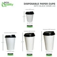 thumbnail image 4 of [25 Pack] 16oz Disposable White Paper Coffee Cups with Black Dome Lids - For Hot, Cold Drink, Coffee, Tea, Cocoa, Travel, Office, Home, Cider, Hot Chocolate, To go, Compostable, Biodegradable, 4 of 6